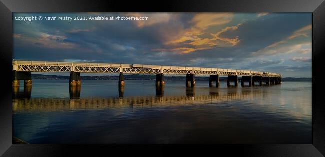 Tay Bridge, Dundee Panoramic Framed Print by Navin Mistry