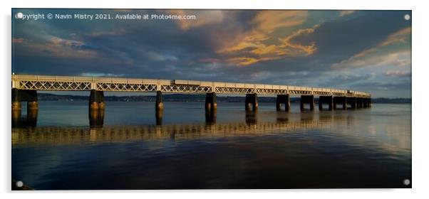 Tay Bridge, Dundee Panoramic Acrylic by Navin Mistry