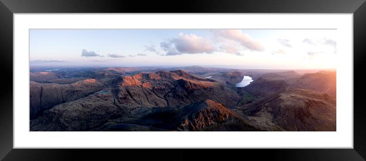 Great gable and Scafell Pike Aerial Lake District Framed Mounted Print by Sonny Ryse