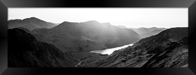 Buttermere Valley Lake District Black and White Framed Print by Sonny Ryse