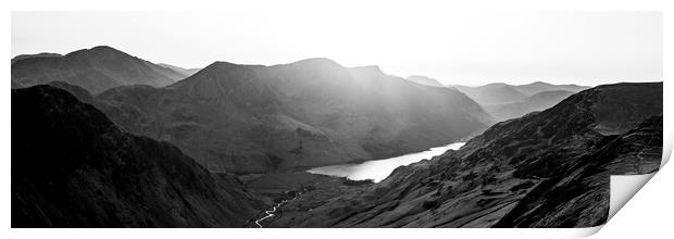 Buttermere Valley Lake District Black and White Print by Sonny Ryse