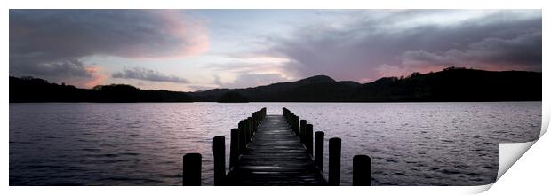 Coniston Water Boat Jetty Sunset Lake District Print by Sonny Ryse