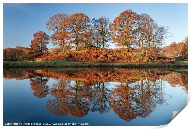 Elterwater in Autumn Print by Philip Brookes