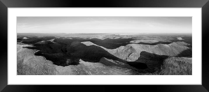 Helvellyn Black and white Aerial Lake District Framed Mounted Print by Sonny Ryse