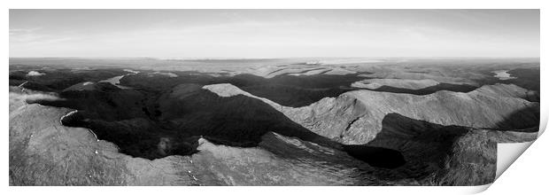 Helvellyn Black and white Aerial Lake District Print by Sonny Ryse
