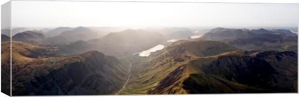 Honistor Pass and Buttermere Valley Aerial Lake District Canvas Print by Sonny Ryse