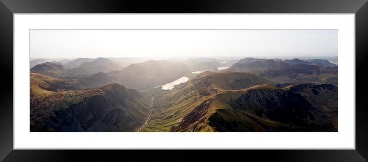 Honistor Pass and Buttermere Valley Aerial Lake District Framed Mounted Print by Sonny Ryse