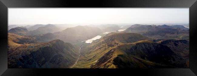 Honistor Pass and Buttermere Valley Aerial Lake District Framed Print by Sonny Ryse