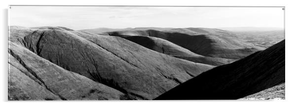 Howgill Fells Black and white Cumbria 2 Acrylic by Sonny Ryse