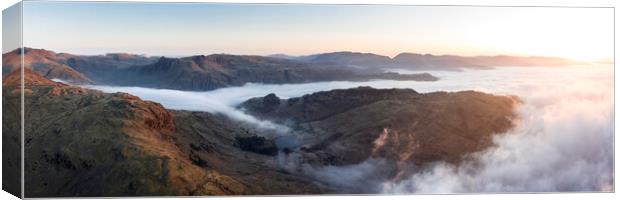 Langdale and Blea Tarn Aerial Cloud Inversion Lake District Canvas Print by Sonny Ryse
