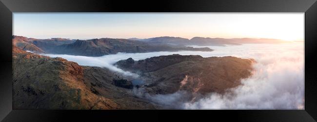 Langdale and Blea Tarn Aerial Cloud Inversion Lake District Framed Print by Sonny Ryse