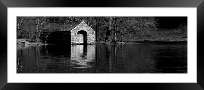 Wastwater Boathouse Black and white Lake District Framed Mounted Print by Sonny Ryse