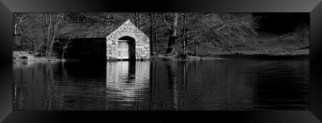 Wastwater Boathouse Black and white Lake District Framed Print by Sonny Ryse