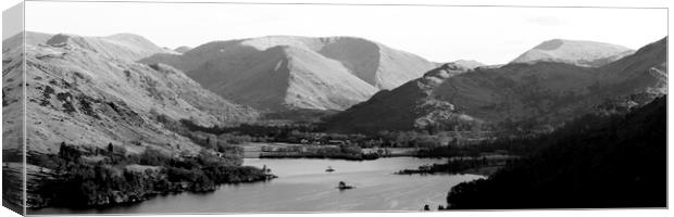 Ulswater and Glenridding Black and White Lake District Canvas Print by Sonny Ryse