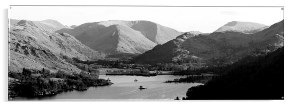 Ulswater and Glenridding Black and White Lake District Acrylic by Sonny Ryse