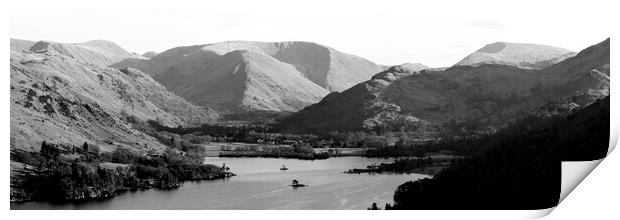 Ulswater and Glenridding Black and White Lake District Print by Sonny Ryse