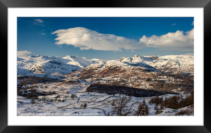 Langdale in Winter Framed Mounted Print by Philip Brookes