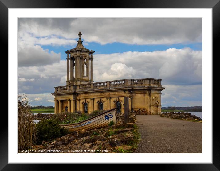 Normanton Church - Rutland Water Framed Mounted Print by Janet Carmichael