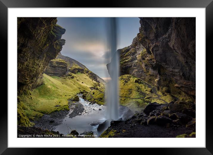 Kvernufoss waterfall in Iceland Framed Mounted Print by Paulo Rocha