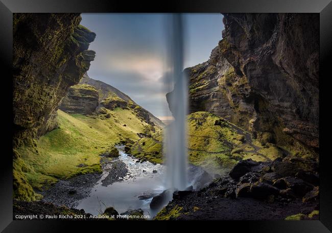 Kvernufoss waterfall in Iceland Framed Print by Paulo Rocha