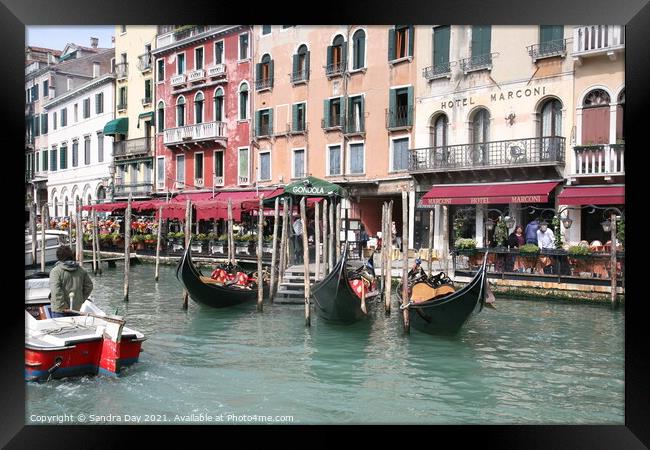 Venice Gondolas Grand Canal Framed Print by Sandra Day