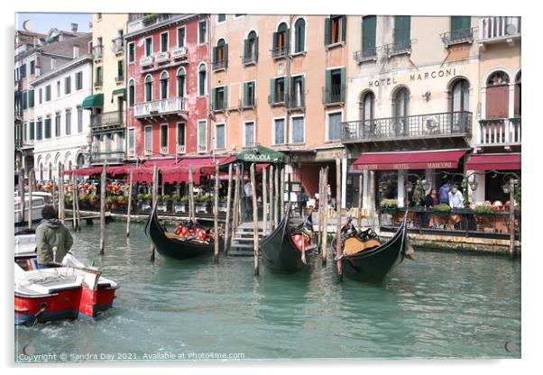 Venice Gondolas Grand Canal Acrylic by Sandra Day