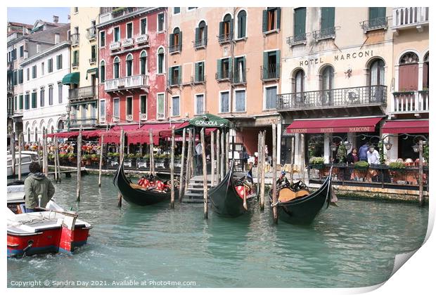 Venice Gondolas Grand Canal Print by Sandra Day