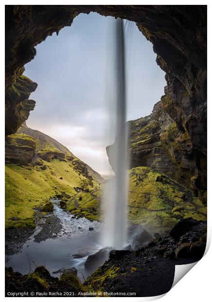 Kvernufoss waterfall in Iceland Print by Paulo Rocha