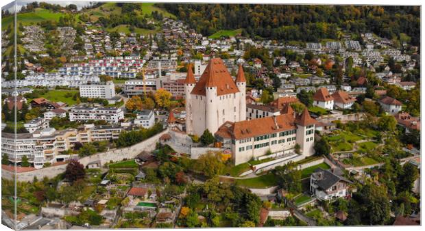 Aerial view over the city of Thun in Switzerland Canvas Print by Erik Lattwein