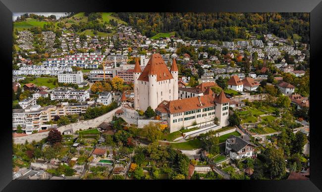 Aerial view over the city of Thun in Switzerland Framed Print by Erik Lattwein
