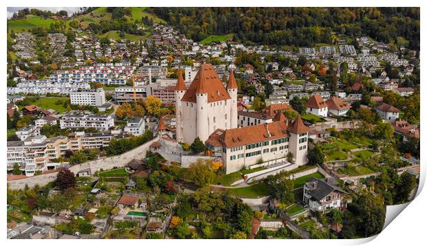 Aerial view over the city of Thun in Switzerland Print by Erik Lattwein