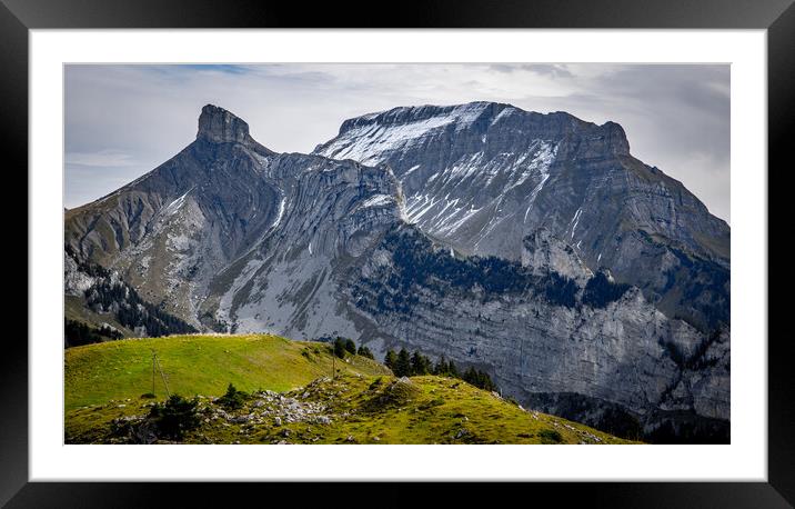 Wonderful panoramic view over the Swiss Alps - view from Schynig Framed Mounted Print by Erik Lattwein