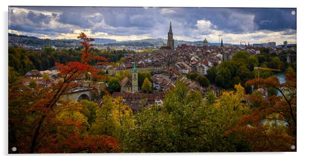 Panoramic view over the city of Bern - the capital city of Switz Acrylic by Erik Lattwein