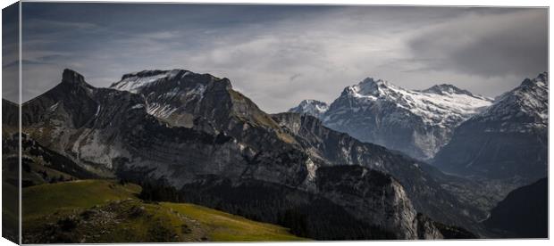 Wonderful panoramic view over the Swiss Alps Canvas Print by Erik Lattwein