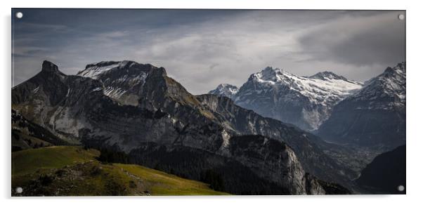 Wonderful panoramic view over the Swiss Alps Acrylic by Erik Lattwein