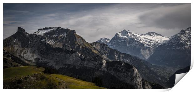 Wonderful panoramic view over the Swiss Alps Print by Erik Lattwein