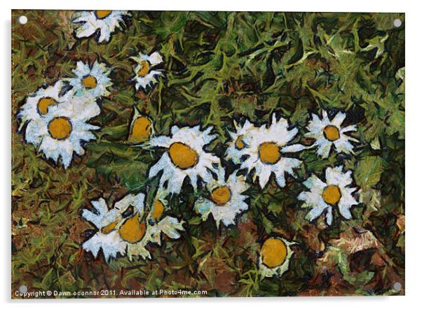 Daisys in Van Gogh Style Acrylic by Dawn O'Connor