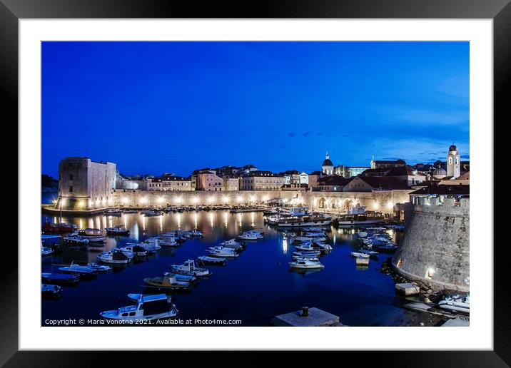 Dubrovnik wall at night Framed Mounted Print by Maria Vonotna