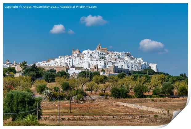 Hilltop town of Ostuni in Puglia, Southern Italy Print by Angus McComiskey