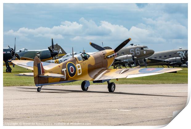 Spitfire Taxxies By Warbirds Print by Steve de Roeck