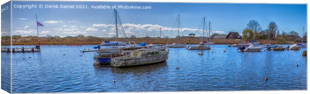 Boats on the River Stour (panoramic) Canvas Print by Derek Daniel