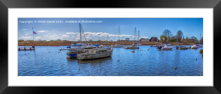 Boats on the River Stour (panoramic) Framed Mounted Print by Derek Daniel