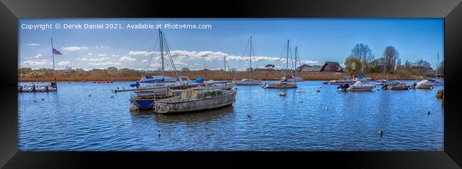 Boats on the River Stour (panoramic) Framed Print by Derek Daniel
