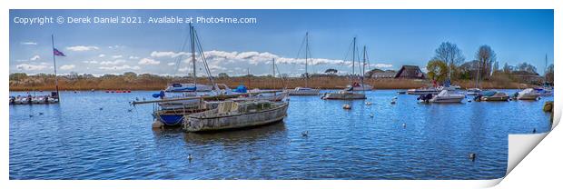 Boats on the River Stour (panoramic) Print by Derek Daniel