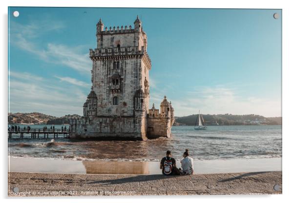 View at the Belem tower at the bank of Tejo River  Acrylic by nuno valadas