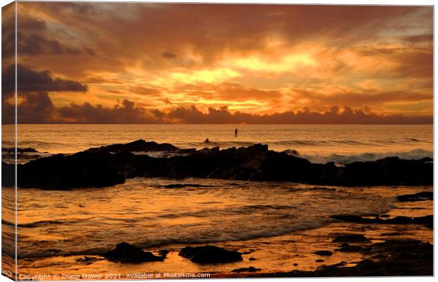 Fistral Beach at Sunset  Canvas Print by Diana Mower