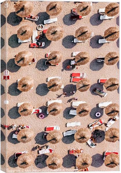 Beach Umbrellas Print, Beach People Print Canvas Print by Radu Bercan