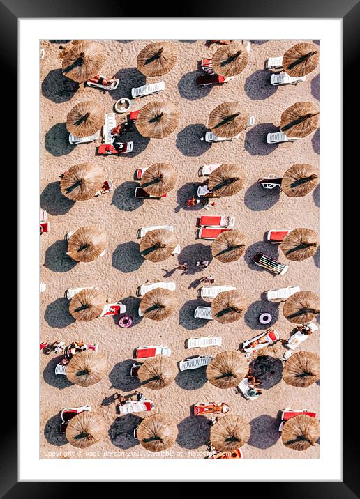 Beach Umbrellas Print, Beach People Print Framed Mounted Print by Radu Bercan