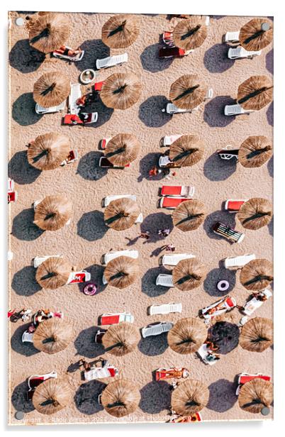 Beach Umbrellas Print, Beach People Print Acrylic by Radu Bercan