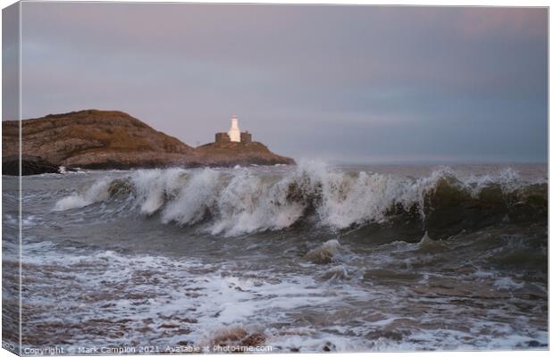 Mumbles Lighthouse Canvas Print by Mark Campion